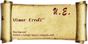 Ulmer Ernő névjegykártya